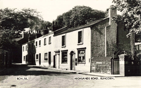 Real photo postcard of Highlands Road, Runcorn showing the old post office