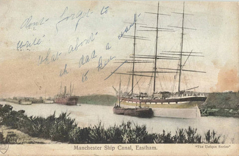 MANCHESTER SHIP CANAL, EASTHAM - OLD WIRRAL CHESHIRE POSTCARD (ref 7315/23)