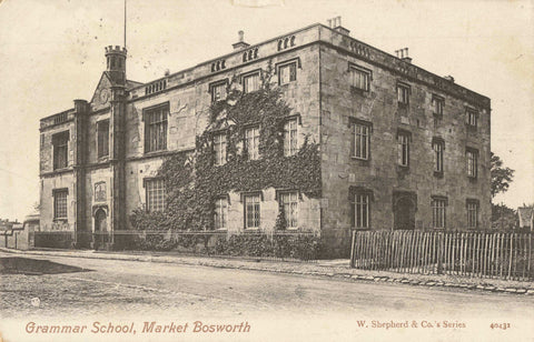 Old postcard of the Grammar School, Market Bosworth near Atherstone