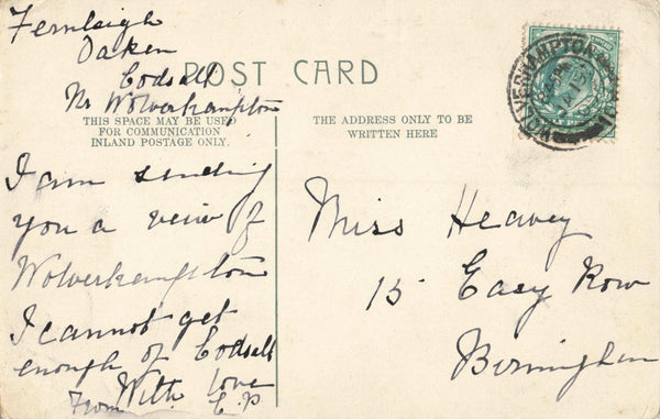 QUEEN SQUARE, WOLVERHAMPTON, 1905 POSTCARD (ref 6205/24)