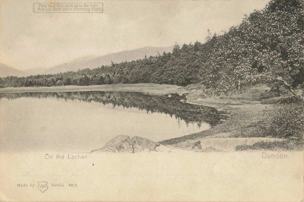 Old postcard On the Lochan, Dunoon, Hold to Light postcard