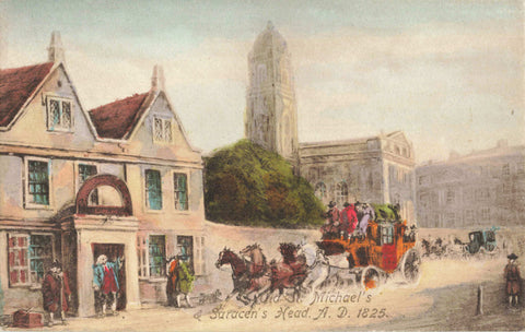OLD ST MICHAEL'S AND SARACEN'S HEAD  A.D.1825, OLD POSTCARD - BATH