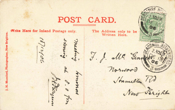 THE WARREN CLUB, NEW BRIGHTON - 1906 WIRRAL CHESHIRE POSTCARD (ref 6707/25)