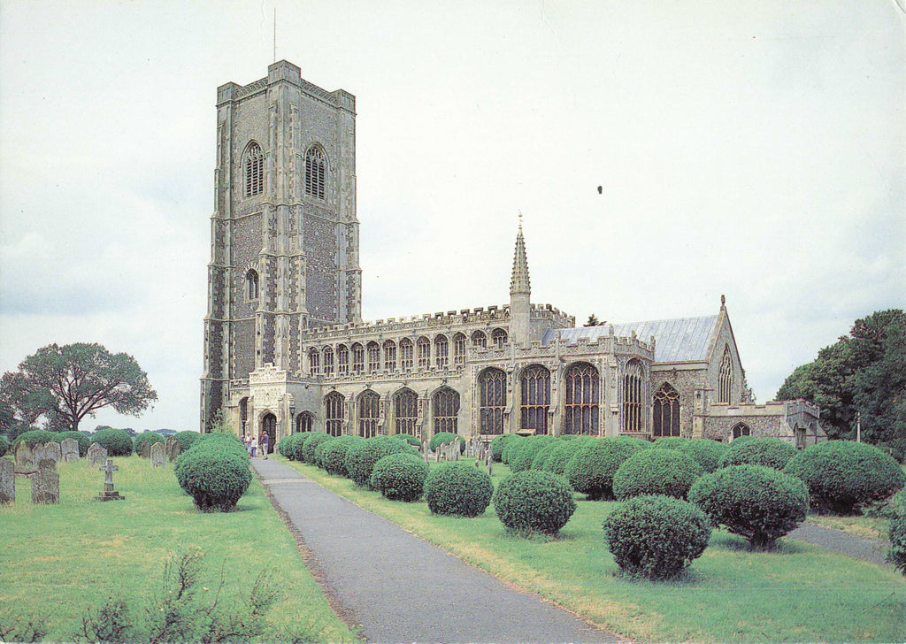 Modern size  postcard of the Church of SS Peter and Paul, Lavenham, Suffolk