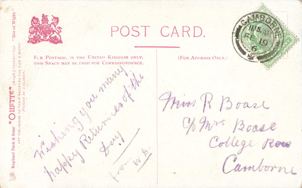 THE CHINE, SHANKLIN, ISLE OF WIGHT, 1906 TUCK OILETTE POSTCARD (ref 6122/J/24)