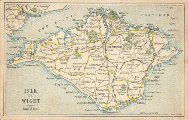 Old map postcard  of the Isle of Wight