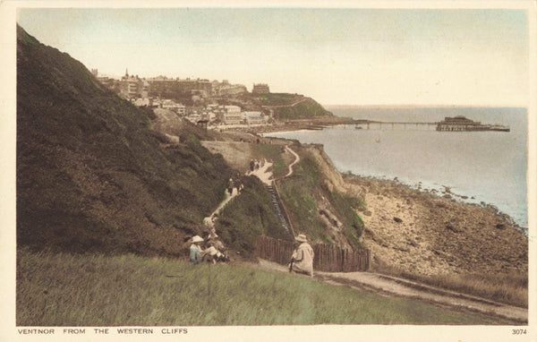 Old postcard of Ventnor from the Western Cliffs, Isle of Wight