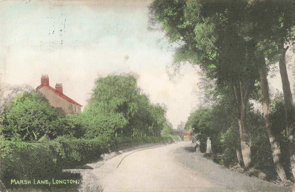 Early 1900s postcard of Marsh Lane, Longton nr Preston, Lancashire