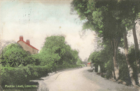 Early 1900s postcard of Marsh Lane, Longton nr Preston, Lancashire