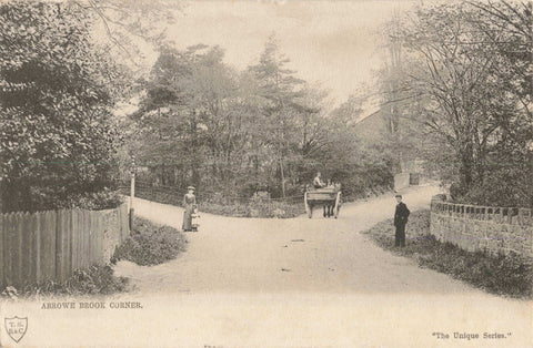 ARROWE BROOK CORNER, WIRRAL, 1905 POSTCARD - NR GREASBY (ref 6805/25)