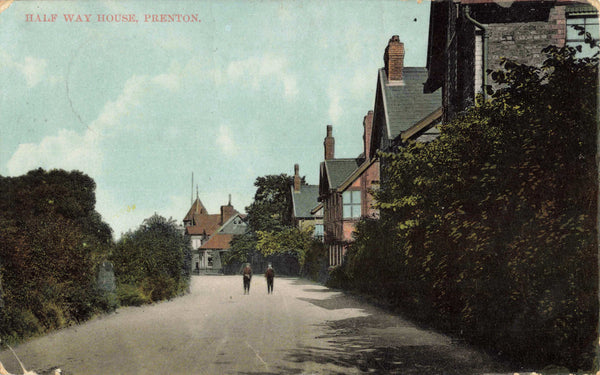Early 1900s postcard of the Half Way House, Prenton, Wirral, Cheshire