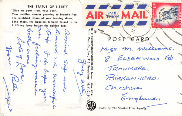 STATUE OF LIBERTY,  OLD NEW  YORK, USA POSTCARD (ref 4665/24)