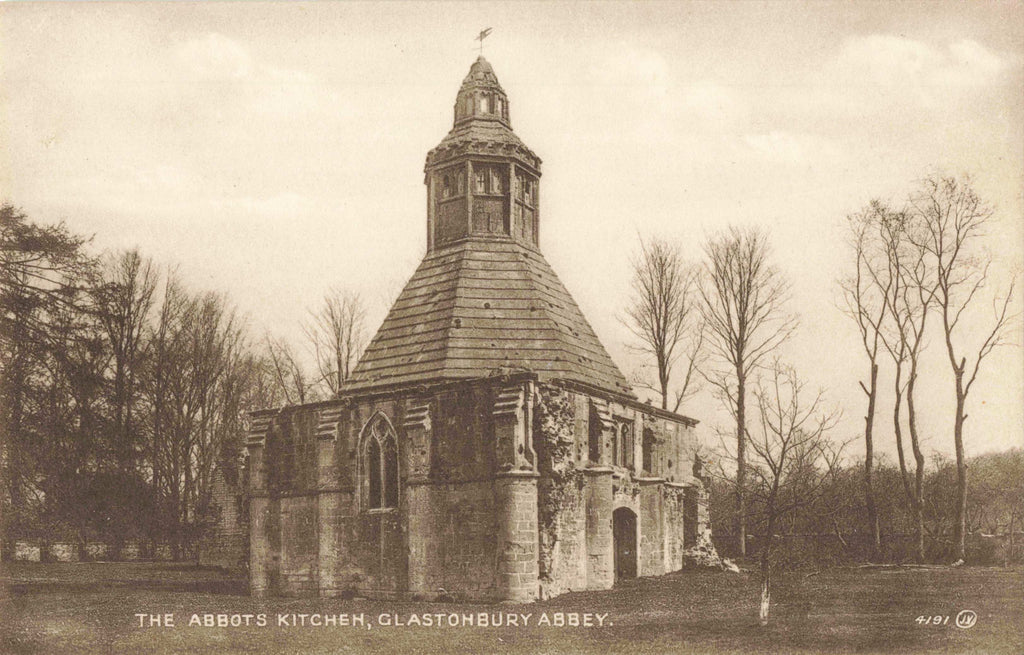 Old postcard of the Abbot's Kitchen, Glastonbury Abbey in Somerset