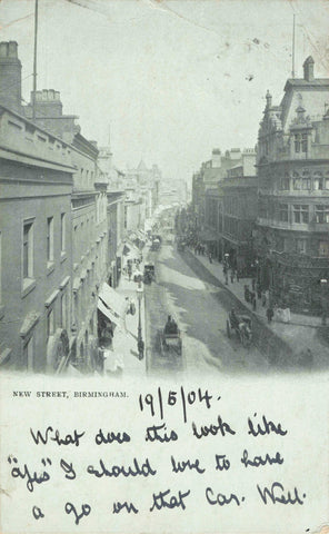 Old postcard of New Street, Birmingham