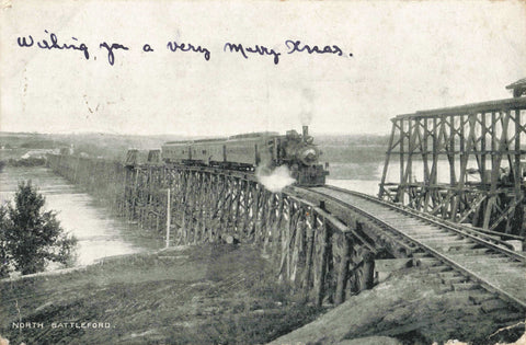 North Battleford, Saskatchewan, train postcard