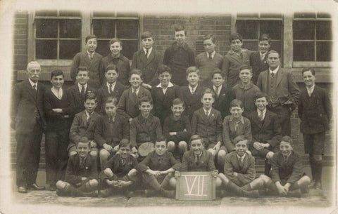 Old real photo postcard of school pupils, came in with a collection from Atherstone, Warwickshire