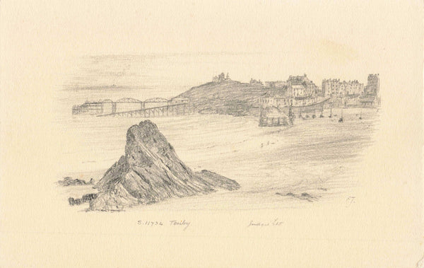 Old art postcard of Tenby in Pembrokeshire