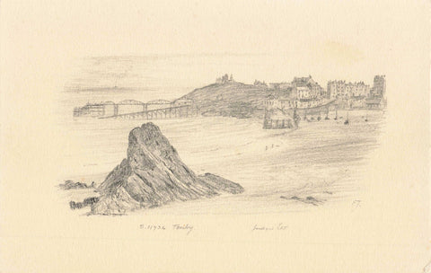 Old art postcard of Tenby in Pembrokeshire