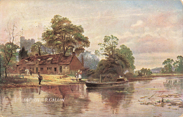Old art postcard by R Gallon titled Nr Hampton&nbsp; (Middlesex)