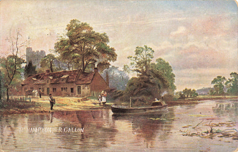 Old art postcard by R Gallon titled Nr Hampton&nbsp; (Middlesex)
