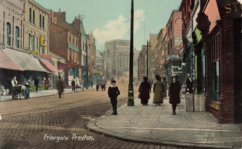 Old postcard of Friargate, Preston in Lancashire