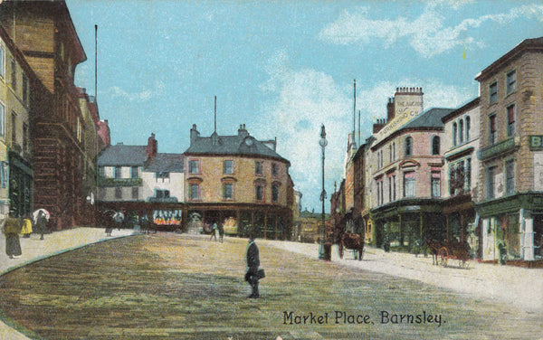 MARKET PLACE, BARNSLEY - OLD YORKSHIRE POSTCARD (ref 5730/24)