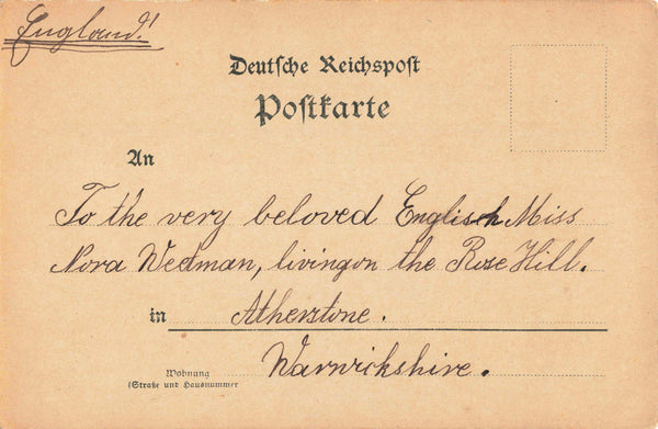KAISER WILHELM II, EARLY 1900s POSTCARD TO NORA WEETMAN, ATHERSTONE (ref 5443/W9