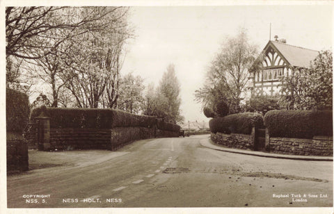 Old real photo postcard of Ness Holt, Ness in Wirral, Cheshire