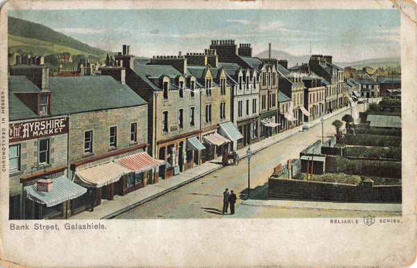 Very early 1900s postcard of Bank Street, Galashiels in Selkirkshire