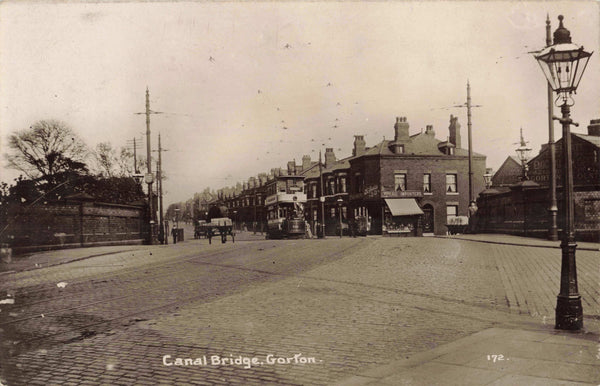 Old postcard of Canal Bridge, Gorton