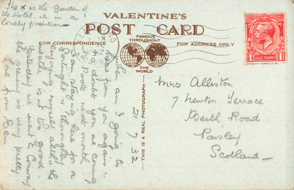 PROMENADE, LLANDUDNO, 1932 POSTCARD (ref 4911/24)