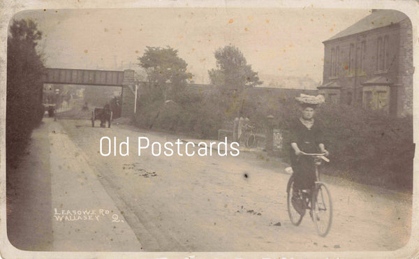 LEASOWE ROAD, WALLASEY - OLD WIRRAL REAL PHOTO POSTCARD (ref 7255/23)