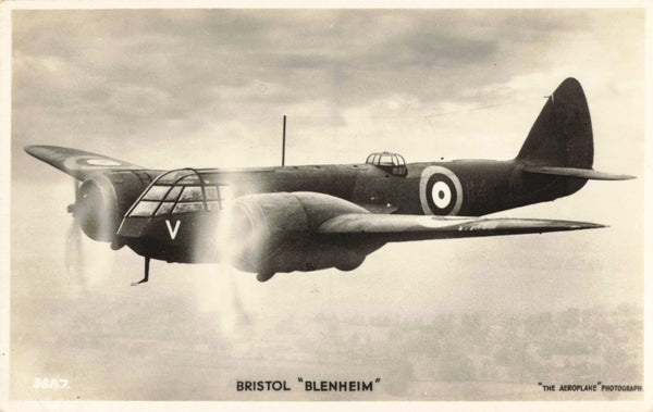 Real photo postcard of Bristol "Blenheim" aeroplane