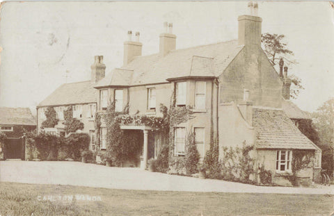 Old real photo postcard of Carlton Manor postmarked Enderby in Leicestershire
