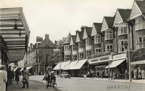 Old real photo postcard of Station Road, Harrow