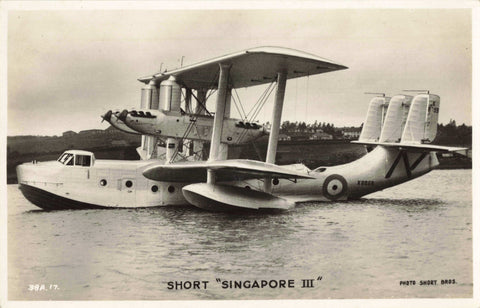 Real photo aviation postcard, Short "Singapore III"