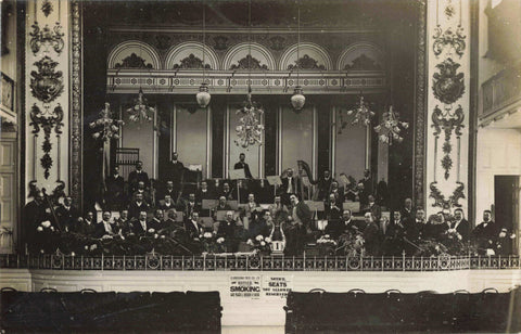 Old untitled real photo postcard showing the orchestra at Llandudno Pier Co Ltd