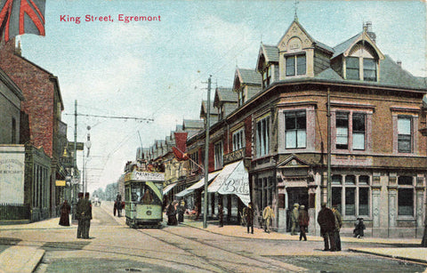 Old postcard of King Street, Egremont, Wirral, Cheshire