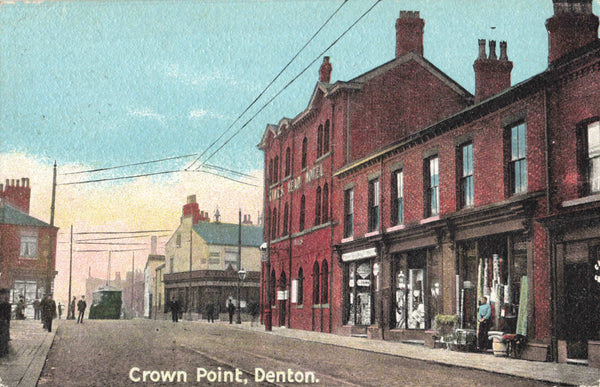 Old postcard of Crown Point, Denton in Manchester