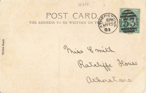 BABY IN BOOT, 1903 POSTCARD POSTED TO MISS SMITH, ATHERSTONE (ref 6345/W9)