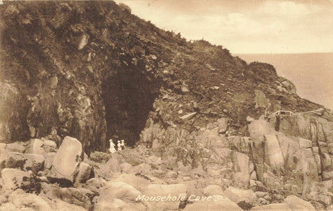 Old postcard of Mousehole Cave in Cornwall