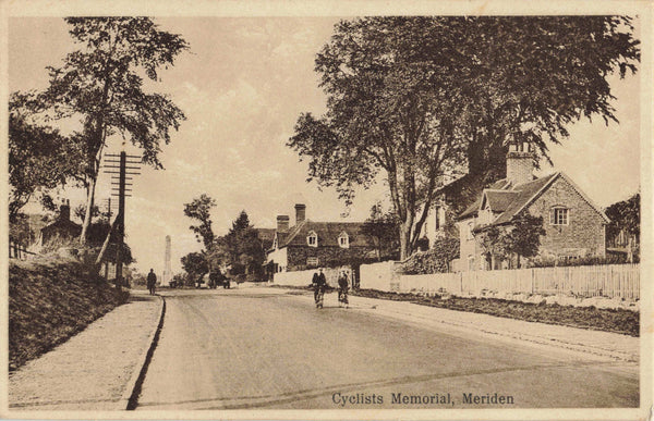 Old postcard of Cyclists Memorial, Meriden