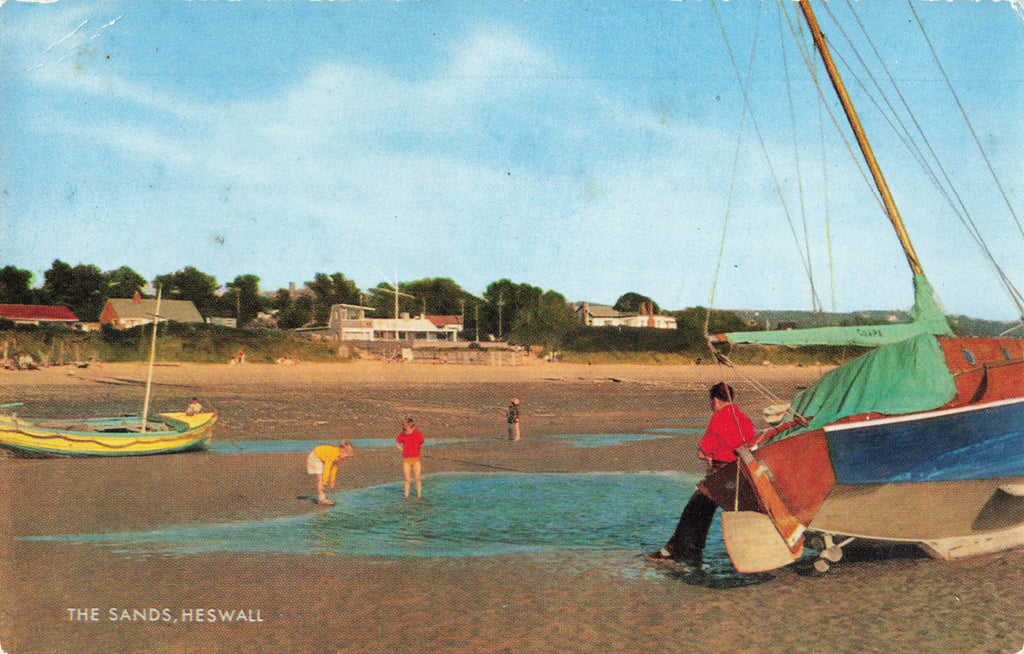 Old colour postcard of The Sands, Heswall in Wirral c1960s
