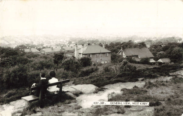 Old real photo postcard titled General View, West Kirby 