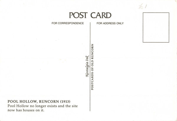 POOL HOLLOW, RUNCORN, - REPRODUCTION CHESHIRE POSTCARD (ref 5851/24)