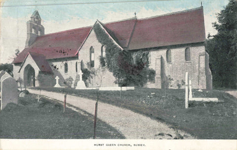 Old postcard of Hurst Green church, Sussex