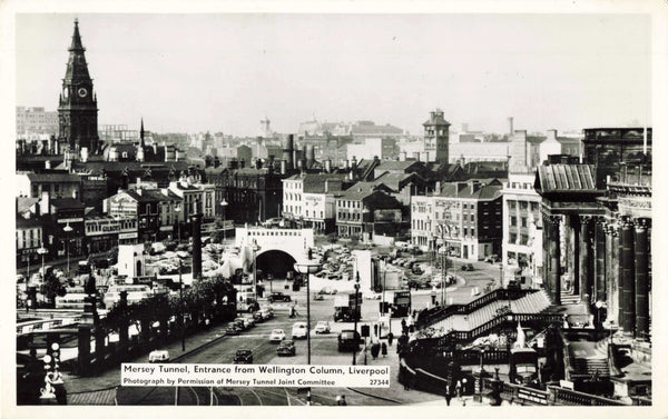 Old real photo postcard of Mersey Tunnel, Entrance from Wellington Column, Liverpool