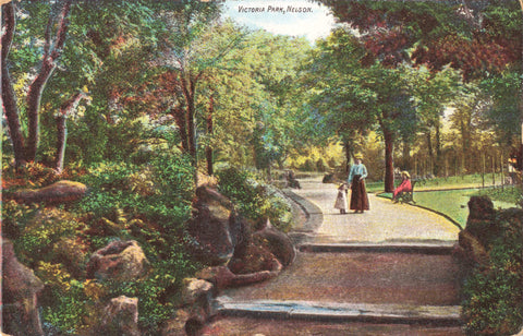 Old postcard of Victoria Park, Nelson in Lancashire