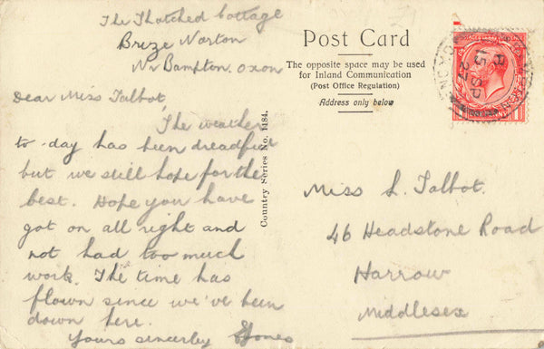 BRIZE NORTON - 1920s OXFORDSHIRE POSTCARD (ref 7300/23+/X)