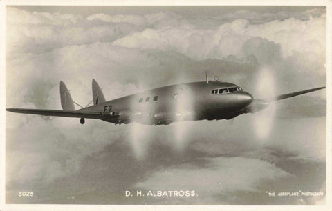 Old real photo postcard of D H Albatross, aviation postcard